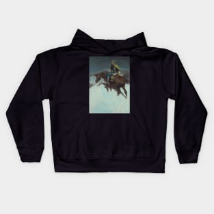 Lone Rider At Night - Vintage Western American Art Kids Hoodie